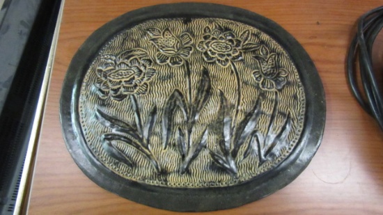 Floral Embossed Metal Wall Hanging