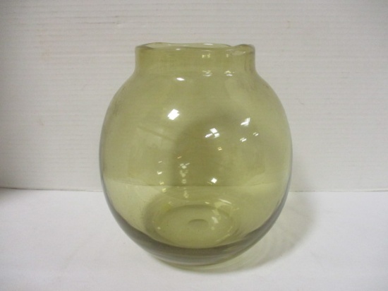 Amber Hand Blown Art Glass Ball Vase