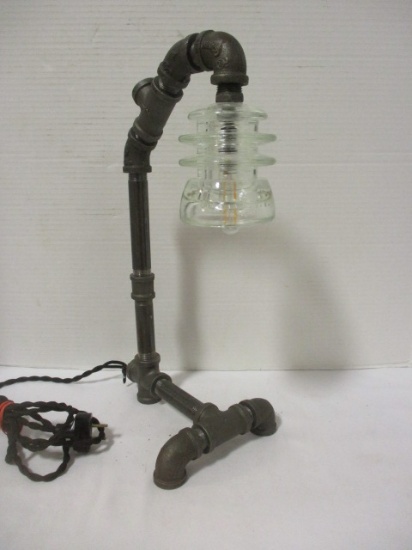 Custom Made Industrial Style Lamp w/ Insulator Shade
