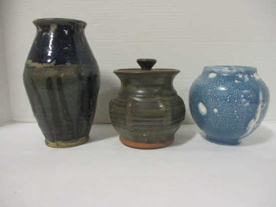 Hand Turned Studio Pottery Vases and Jar