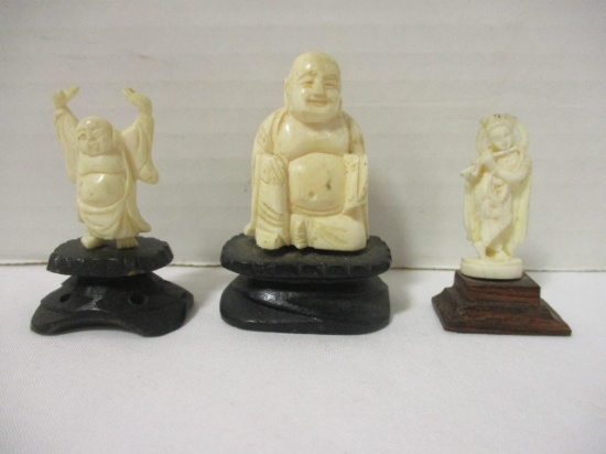 Antique Pre Ban Ivory Carved Buddhas, Goddess Figures