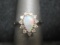 14k White Gold Teardrop Opal & Diamond Ring
