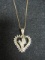 10k Gold Heart Diamond Pendant on 18