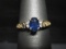 14k Gold Blue Sapphire and Diamond Ring- Size 6