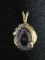 14k Gold Amethyst and Diamond Pendant