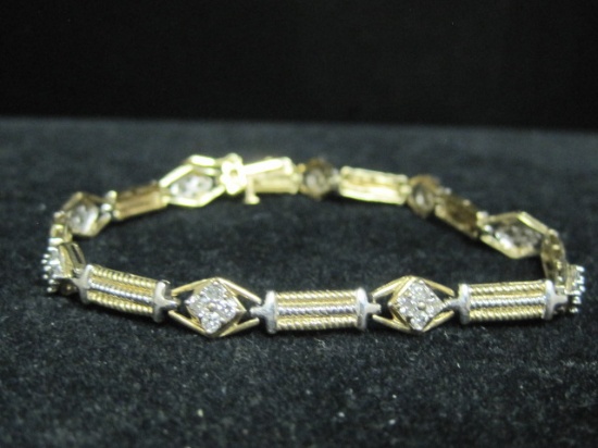 10k Two Tone Gold Diamond Bracelet