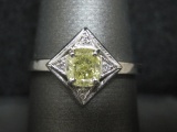 14k White Gold .73 Carat Yellow Diamond Ring
