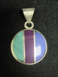 Sterling Silver Pendant with Inald Stones