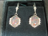 14k White Gold Opal and Diamond Earrings