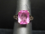 10k Gold Ring with Pink Stone- Size 4 1/2