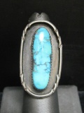 Large Sterling Silver Navajo Turquoise Ring