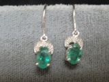 14k Gold Emerald and Diamond Earrings