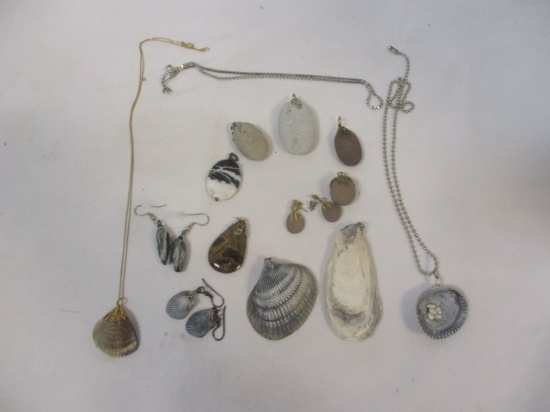 Handcrafted Shell & Rock Pendants & Earrings