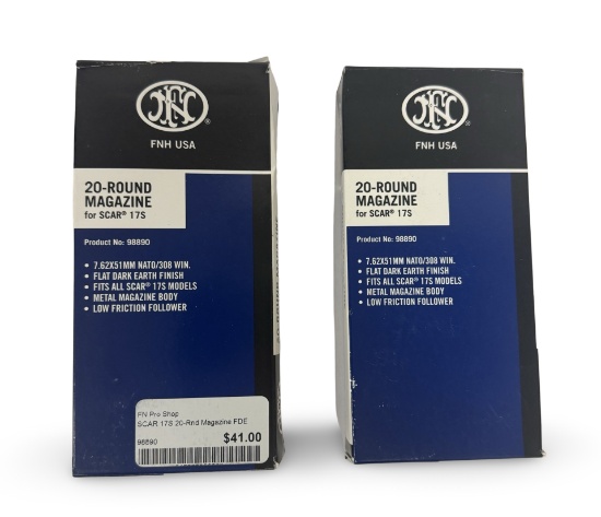 (2) NIB FNH 20rd. Magazines for SCAR 17S in FDE