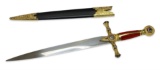 Red Masonic Ceremonial Sword with Sheath featuring Masonic Square and Compasses