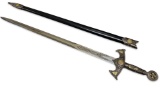 Black Masonic Knight Sword and Sheath