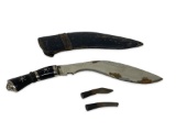 Kukri with Leather/Wood Sheath and (2) Miniature Knives