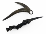 Cast Metal Demonic Spiked Dagger and Folding Horn Knife