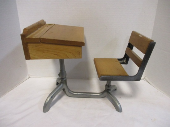 Metal & Wood Doll Desk w/swivel seat & fliptop storage