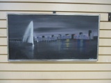City Scape Oil on Canvas Framed (B. Martin)