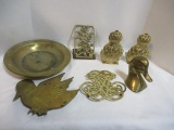 Brass Bookends, Duck Head, Trivets, Bowl