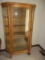 Antique Tiger Oak Bowfront Curio Display Cabinet with Curved Sides