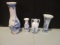 Four Handpainted Blue Delft Vases