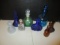 Eight Colored Glass Perfume Bottles
