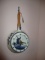 Blue Delft Style Wood Handle Stoneware Skillet Wall Clock