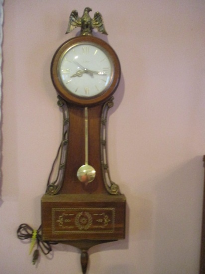 United Wood and Brass Electric Banjo Wall Clock