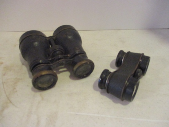 Two Pair of Antique Leather Wrapped Binoculars