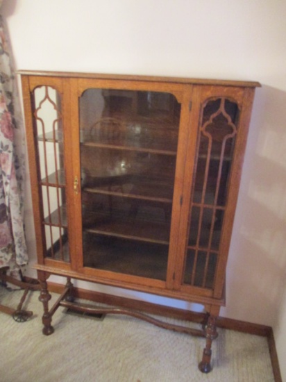 Antique Tiger Oak Curio Cabinet