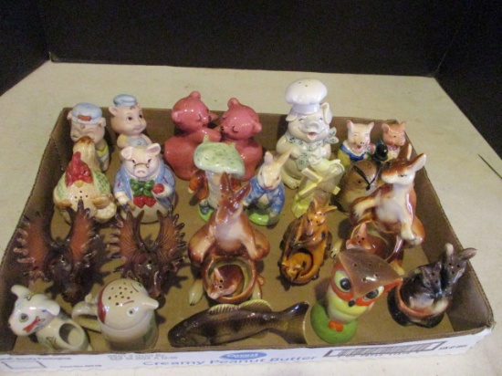 Collection of Vintage Animal Themed Shakers, Toothpick Holder and Minute Timer