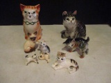 Porcelain Cat Creamer and Figurines