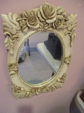 Rose Motif Sculpted Resin Wall Mirror