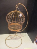 Gold Painted Bird Cage with Stand