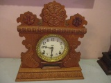 Victorian Carved Tiger Oak Mantle Clock
