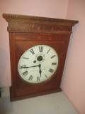 Antique Tiger Oak Victorian Self Winding Clock Co. New York Wall Clock Converted