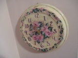 Signed Handpainted Roses Quartz Kitchen Wall Clock