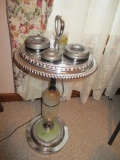 Restored Cast Metal and Slag End of the Day Glass Smoking Stand