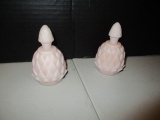 Pair of French Pink Satin Glass Perfume Stoppered Bottles