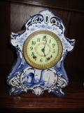 Gilbert & Sons Blue and White Porcelain Mantle Clock