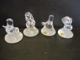 Cristal d' Arques Crystal Seals, Poodle and Lion Cub Figurines