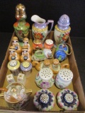Collection of Lusterware and Handpainted Porcelain Shakers, Creamers,