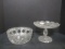 English Regency Cut Glass Compote and Patterned Cut Glass Bowl