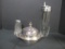 Grouping of Glass and Silver Serving Pieces - Drink Pourer, Shaker, Covered Dish