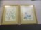 Pair of Signed Japanese Floral Prints - Framed and Matted