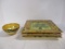 Signed Handpainted French 4 Square Olive Tree Plates and Bowl