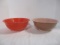 Vintage Pyrex Red and Pink Glass Bottom Bowls
