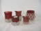 Collection of 5 Ruby and Cut Glass Souvenir Pitchers and Dishes